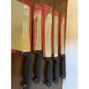 Diamond Cut Chef Knife Set Of 5- Including Cleaver Fillet Butcher Bread Carving